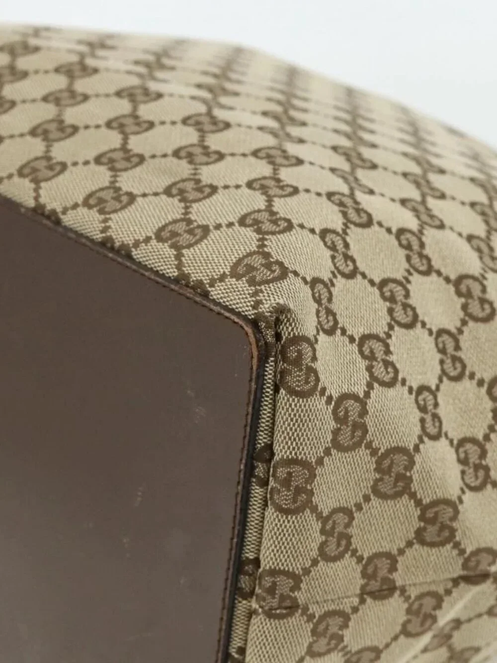 GUCCI GG Canvas Tote Bag Beige Silver 31242 Auth